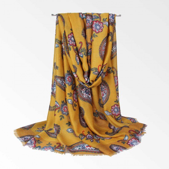 Women Floral Printing Scarf Ethnic Elegant Long Soft Shawl