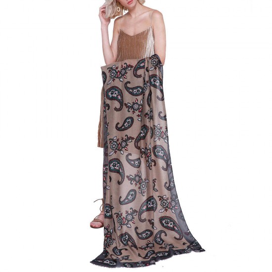 Women Floral Printing Scarf Ethnic Elegant Long Soft Shawl