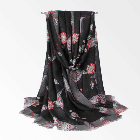 Women Floral Printing Scarf Ethnic Elegant Long Soft Shawl