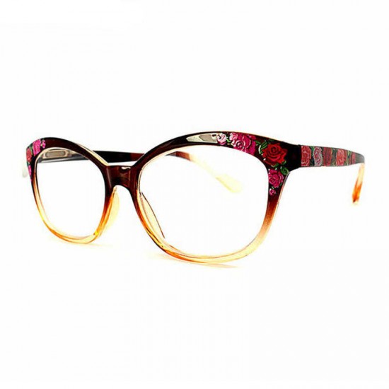 Women Floral Resin Cat Eye Reading Glasses Ultra Light Portable Anti-Fatigue Computer Glasses