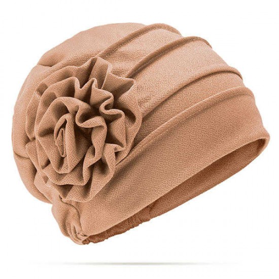 Women Flower Cotton Warm Beanies Cap Elegant Muslim Casual Hat