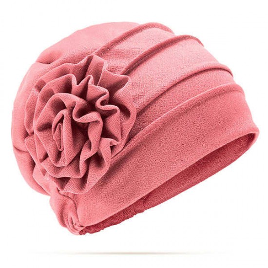 Women Flower Cotton Warm Beanies Cap Elegant Muslim Casual Hat