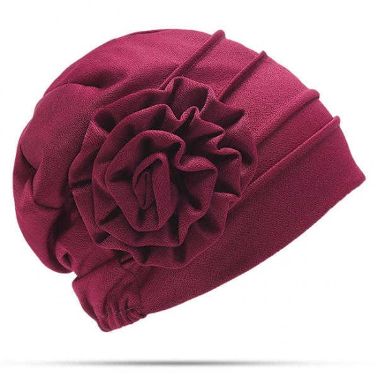 Women Flower Cotton Warm Beanies Cap Elegant Muslim Casual Hat