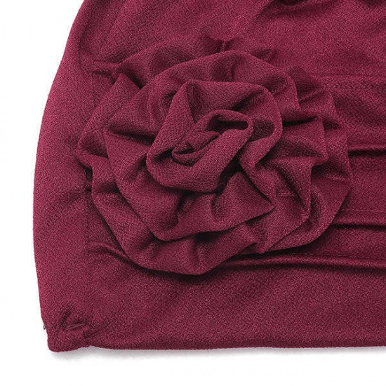 Women Flower Cotton Warm Beanies Cap Elegant Muslim Casual Hat