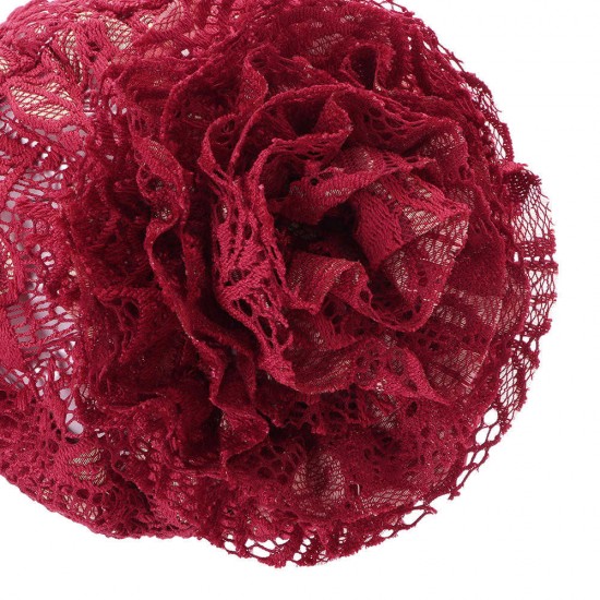 Women Flower Hollow Lace Beanie Hat Ethnic Turban Chemo Cap