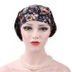 Women Flower Printing Muslim Cotton Turban Cap Elastic Casual Breathable Beanies