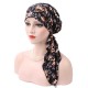 Women Flower Printing Muslim Cotton Turban Cap Elastic Casual Breathable Beanies