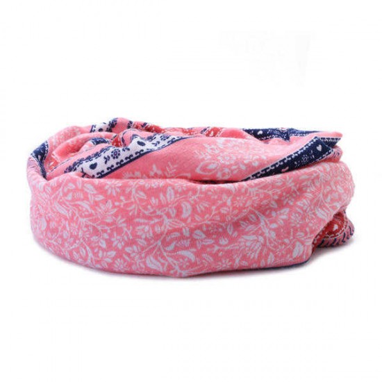 Women Flowers Printing Cotton Beanies Cap Casual Warm Bonnet Hat Double Use Collar Scarf