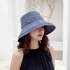 Women Foldable Cotton And Linen Bucket Hat Double Buckle Monochrome Beach Curling Sun Hat