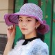 Women Foldable Double-sided Wear Summer Sun Empty Top Hat Outdoor Driving Travel Ponytail Cap