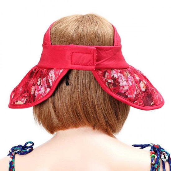 Women Foldable Empty Top Beach Hat Outdoor Travel Wide Brim Sunscreen Visor Hat