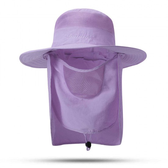 Women Foldable Face Protection Breathable Removable Solid Sun Hat Outdoor Travel Beach Sea Cap