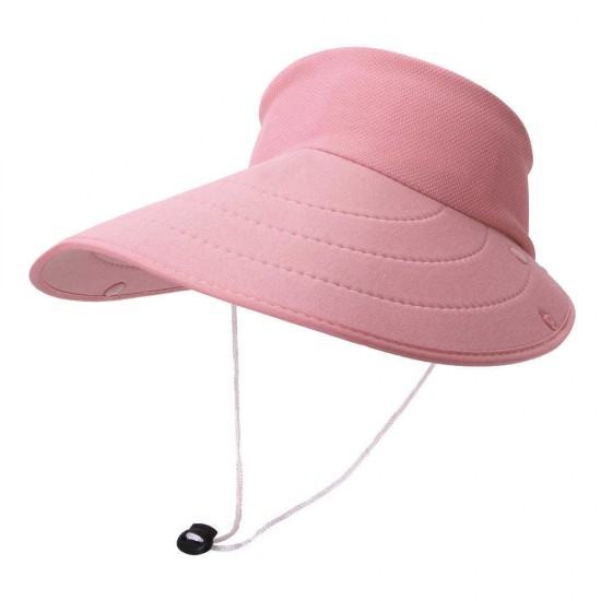 Women Foldable Face Protection Breathable Solid Sun Hat Summer Outdoor Travel Beach Sea Cap