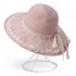 Women Foldable Lace Bow Sunscreen Bucket Straw Hat Outdoor Casual Travel Beach Sea Floppy Hat