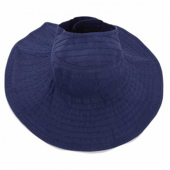 Women Foldable Sun Protective Beach Hat Summer Outdoor Gardening Anti-UV Wide Brim Visor Cap