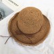 Women Foldable Sunscreen Anti-UV Bucket Straw Hat Outdoor Casual Travel Beach Sea Floppy Hat