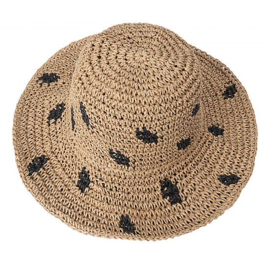 Women Foldable Sunscreen Bucket Straw Hat Outdoor Casual Travel Beach Sea Floppy Hat