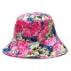 Women Folding Floral Fisherman Hat Double Sided Wear Summer Beach Wide Brim Visor Cap