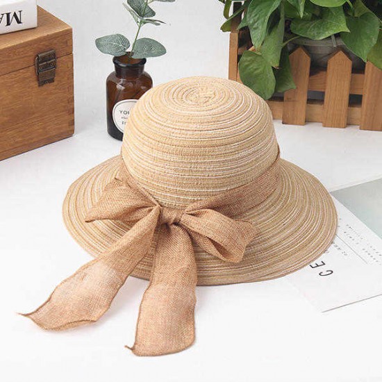 Women Folding Protable Round Top Hats Summer Wide Brim Sunscreen Beach Hats