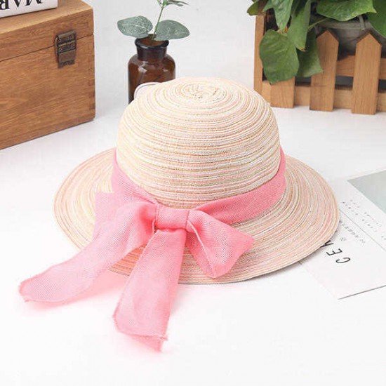 Women Folding Protable Round Top Hats Summer Wide Brim Sunscreen Beach Hats