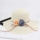 Women Folding Woven Wide Brimmed Bucket Hat Outdoor Bandage Beach Dress Visor With Bowknot