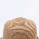 Women Folding Woven Wide Brimmed Bucket Hat Outdoor Bandage Beach Dress Visor With Bowknot