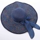 Women Folding Woven Wide Brimmed Bucket Hat Outdoor Beach Dress Visor with Bowknot