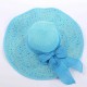 Women Folding Woven Wide Brimmed Bucket Hat Outdoor Beach Dress Visor with Bowknot