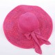 Women Folding Woven Wide Brimmed Bucket Hat Outdoor Beach Dress Visor with Bowknot