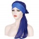 Women Forehead Cross Beanie Hat Solid Color Fashion Chiffon With Long Tail