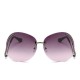 Women Frameless Curved Leg Anti-UV Sunglasses Gradient Color Lens Glasses