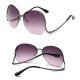 Women Frameless Curved Leg Anti-UV Sunglasses Gradient Color Lens Glasses