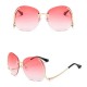 Women Frameless Curved Leg Anti-UV Sunglasses Gradient Color Lens Glasses