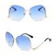 Women Frameless Curved Leg Anti-UV Sunglasses Gradient Color Lens Glasses