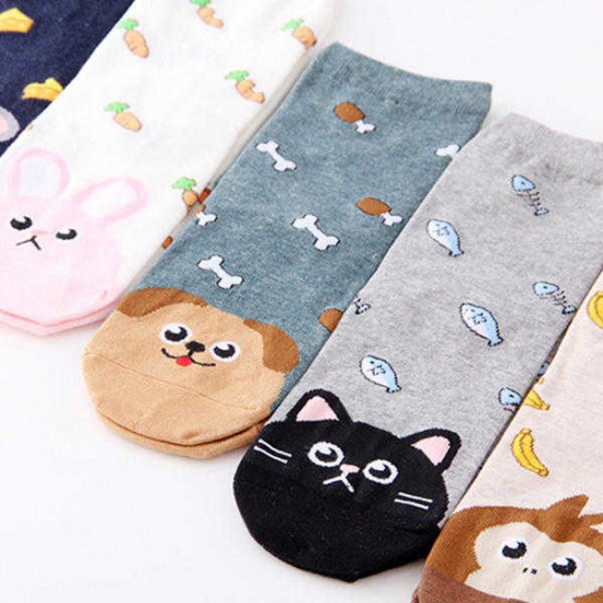 Women Girl Cartoon Cute Cotton Ankle Socks High Elastic Adjustable Summer Socks