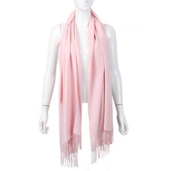 Women Girl Cashmere Imitation Scarves Pure Color Long Tassel Fringed Shawls Pashmina