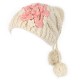 Women Girl Crochet Knitting Woven Flower Caps Slouch Beanie Hanging Ball Bead Decorative Hat