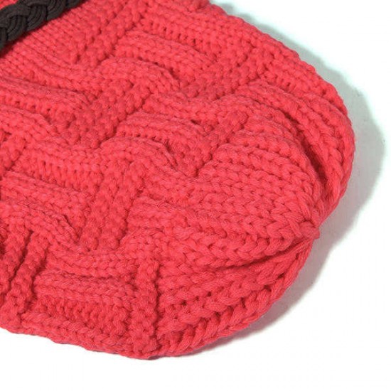 Women Girl Crochet Strap Knitting Caps Button Decorative Baggy Beanie Hat