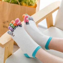 Women Girl Cute Cartoon Cotton Five Toe Socks