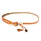 Women Girl Genuine Leather Tassel Alloy Thin Belt Knotted Dress Strip