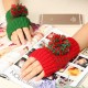 Women Girl Half Fingerless Kniting Color Mixing Ball Screen Touch Gloves