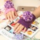 Women Girl Half Fingerless Kniting Color Mixing Ball Screen Touch Gloves