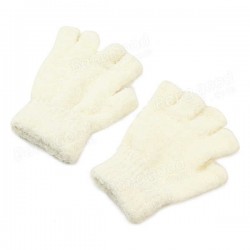 Women Girl Soft Coral Fleece Gloves Fingerless Pure Color Short Mittens