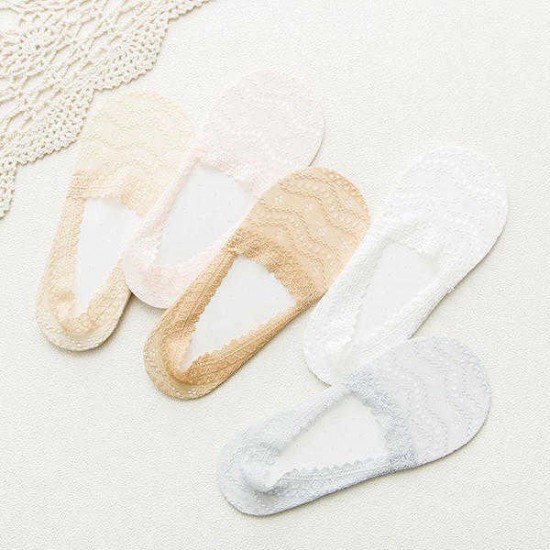 Women Girl Summer Lace Breathable Boat Socks Casual Non-slip Invisible Boat Socks