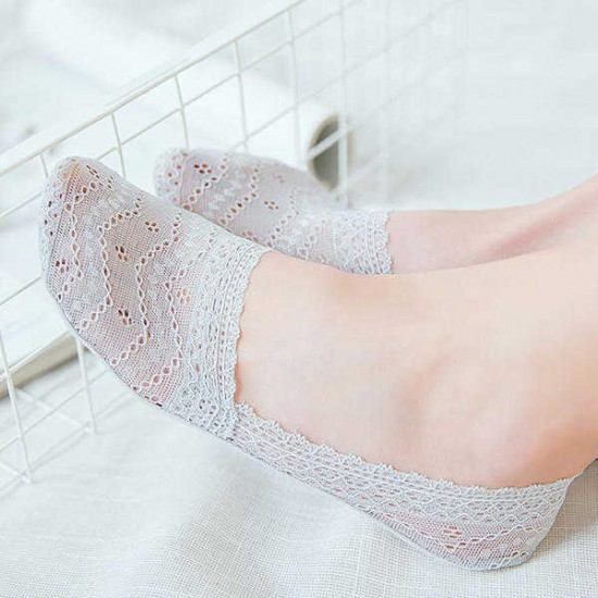 Women Girl Summer Lace Breathable Boat Socks Casual Non-slip Invisible Boat Socks