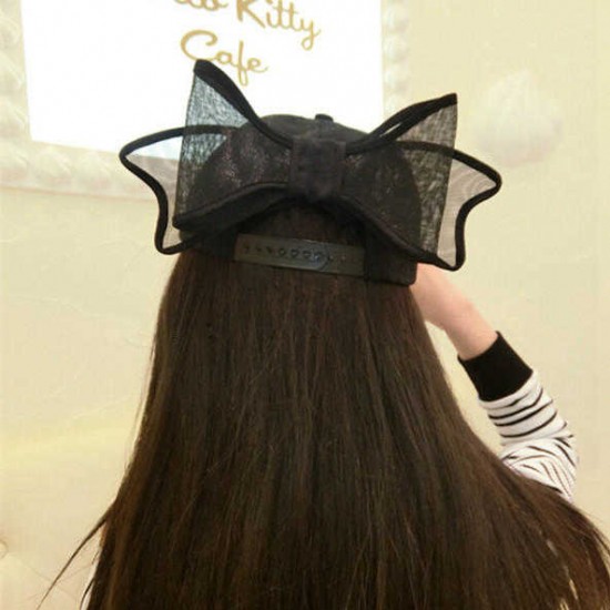 Women Girls Big Bowknot Baseball Cap Lovely Casual Cotton Sunshade Bow Visor Hat