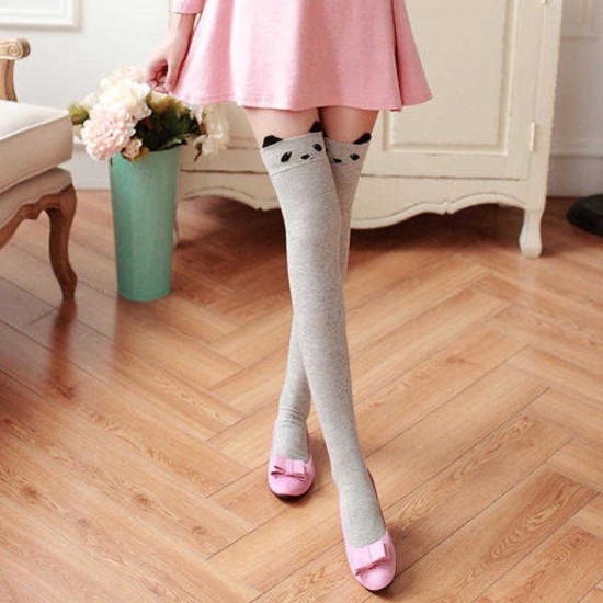 Women Girls Cartoon Animal Cotton Stocking Kawaii Cat Bear Over Kneed High Tight Socks