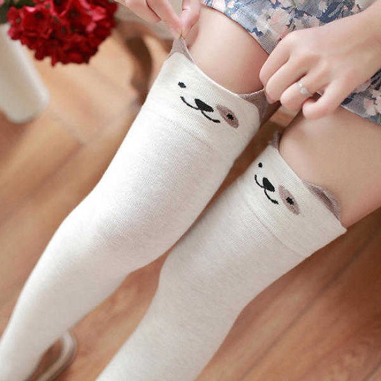 Women Girls Cartoon Animal Cotton Stocking Kawaii Cat Bear Over Kneed High Tight Socks