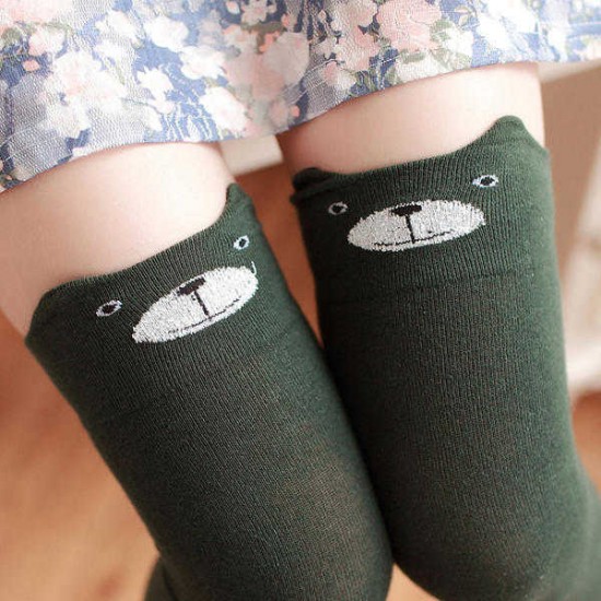 Women Girls Cartoon Animal Cotton Stocking Kawaii Cat Bear Over Kneed High Tight Socks