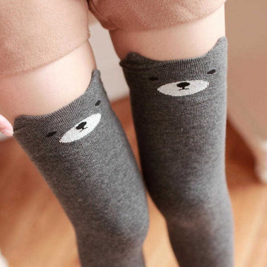 Women Girls Cartoon Animal Cotton Stocking Kawaii Cat Bear Over Kneed High Tight Socks